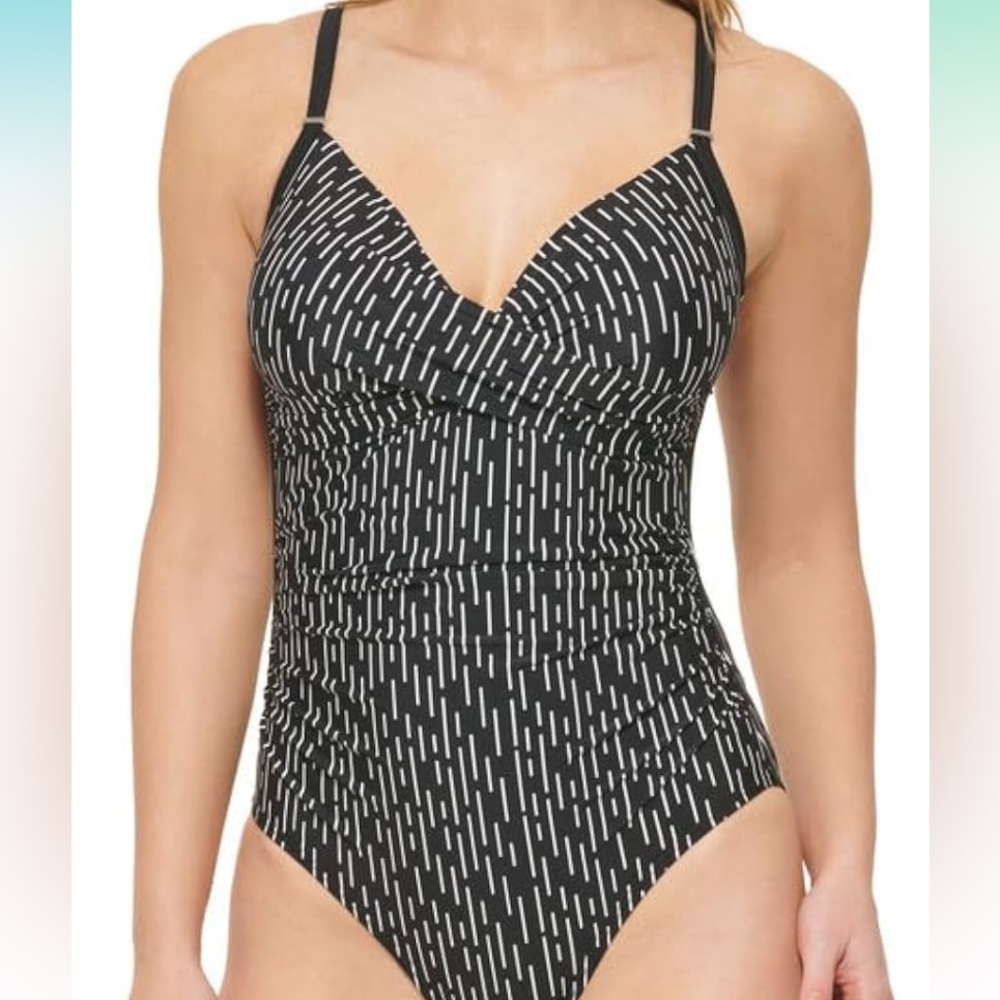 NWT Calvin Klein Women's Twist-Front Tummy-Control One-Piece Swimsuit